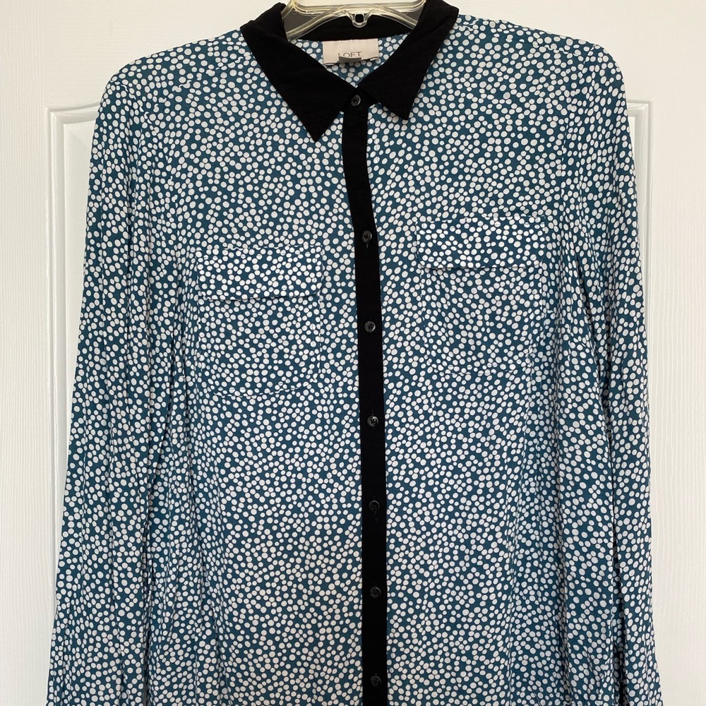 Loft blue and black blouse